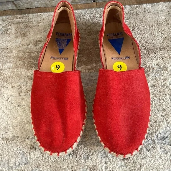 Verbenas Espadrille Carmen Serraje Fuego Loafers Slip On Red Suede Leather: 9 - Picture 2 of 8